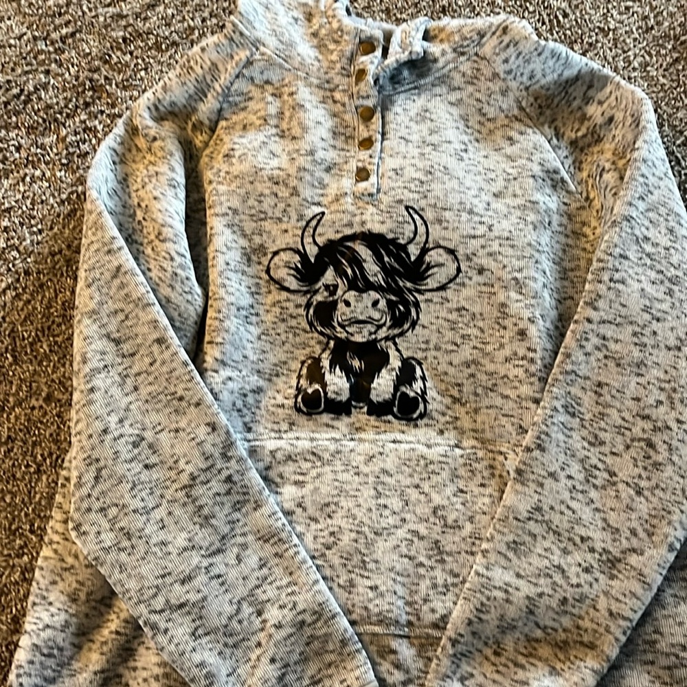NEW never washed or worn sweatshirt with cow